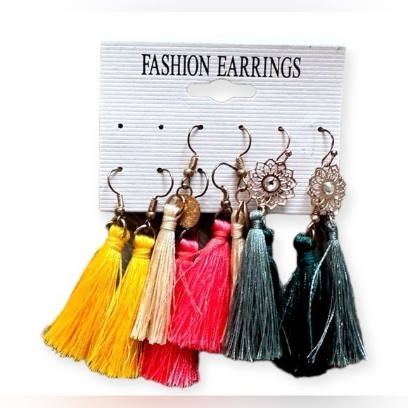 SHEIN Jewelry - 5 pairs Tassel fashion earrings multi color boho hippie boutique bundle shein